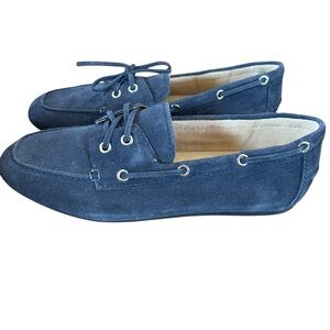 Marc Fisher LTD Uleena Blue Suede Slip On Moccasin Boat Loafers NEW 10